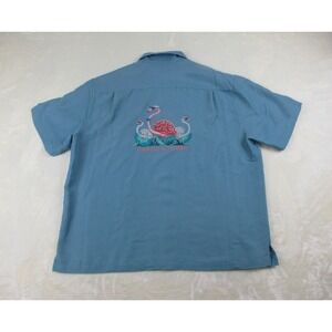 Caribbean Shirt Mens Extra Large Blue Button Up Strangers In The Night Hawaiian*